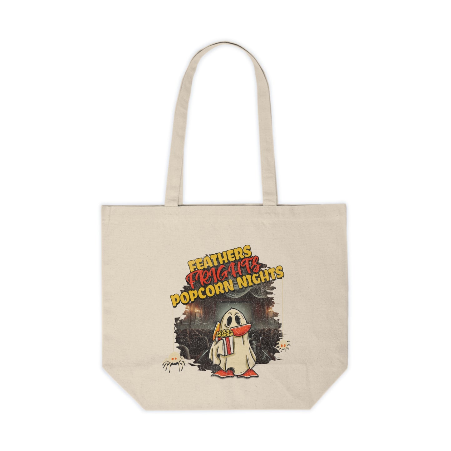 Feathers, Frights, & Popcorn Nights Canvas Shopping Tote