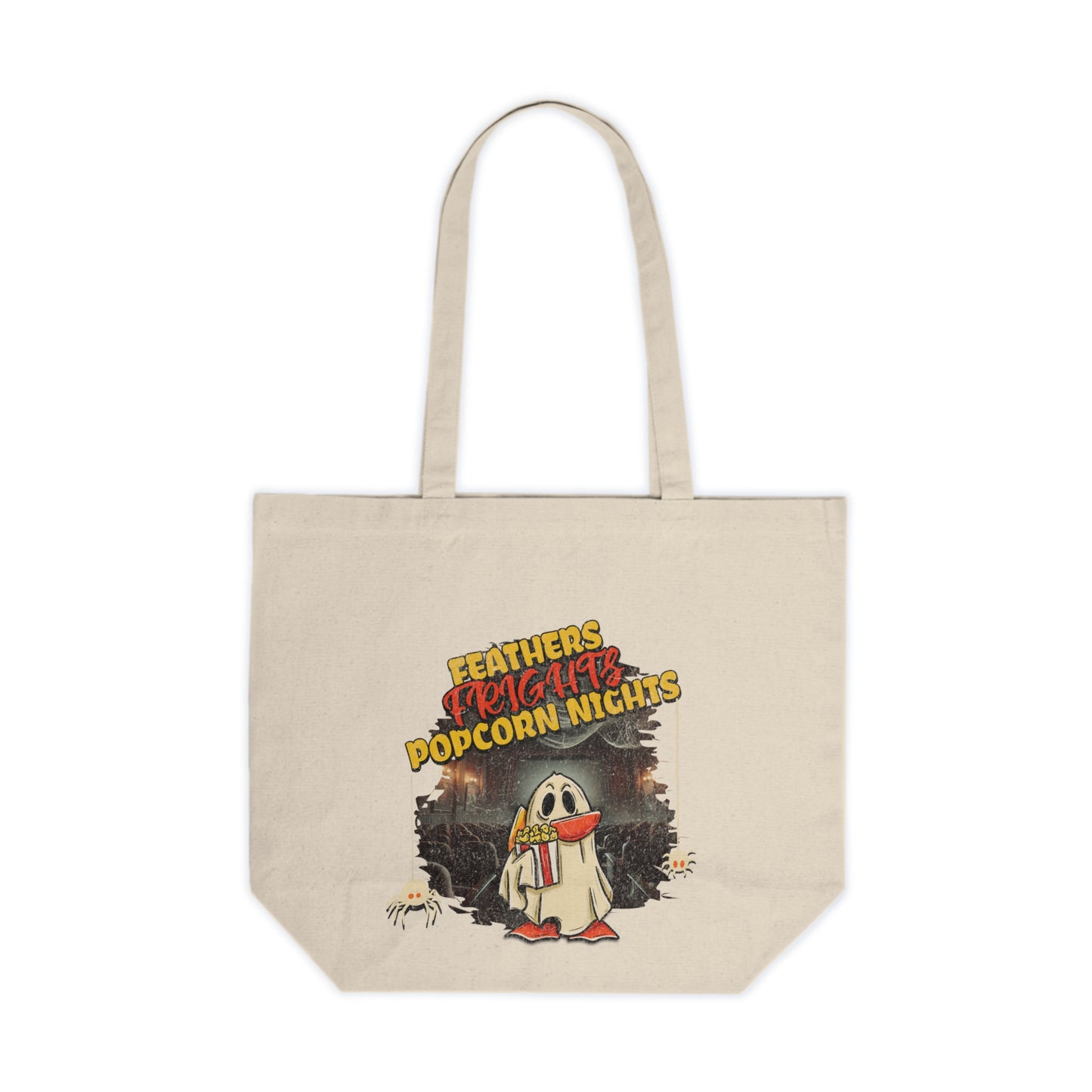 Feathers, Frights, & Popcorn Nights Canvas Shopping Tote