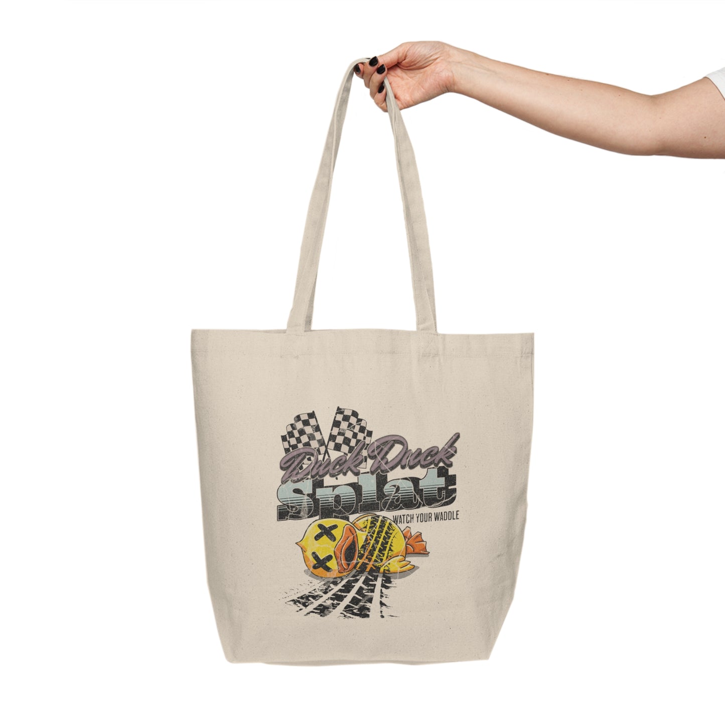 Duck Duck Splat Natural Canvas Tote